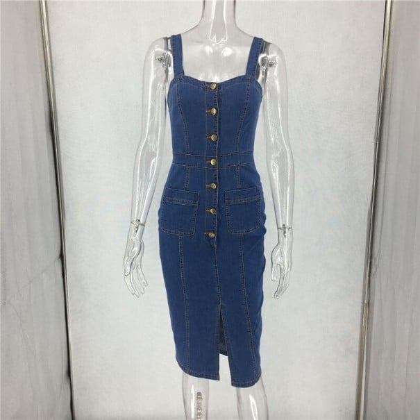 Abito midi in denim blu M