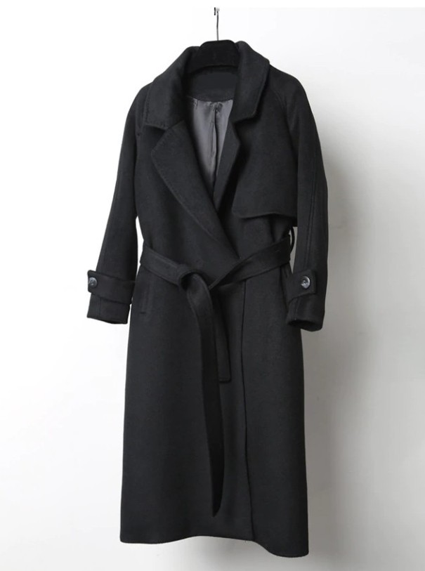 Abrigo de invierno de lujo para mujer A1453 negro L