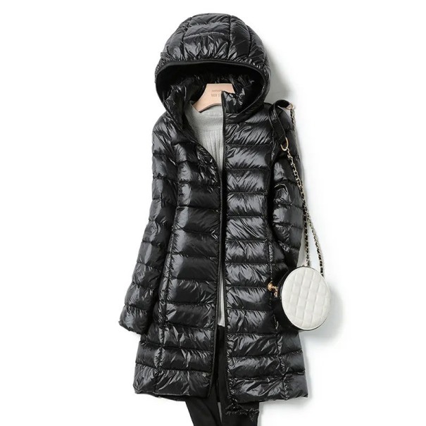 Abrigo de invierno de mujer con capucha desmontable negro M