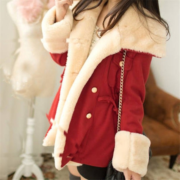 Abrigo de invierno de mujer de lana J1847 rojo S