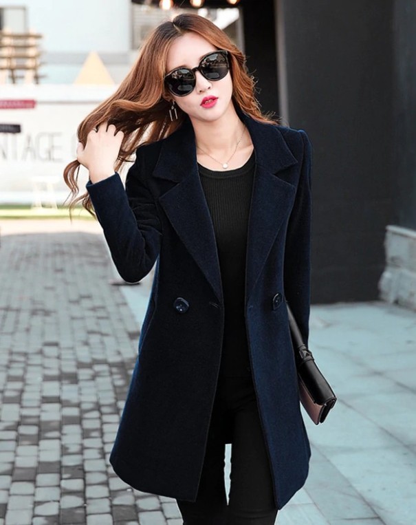 Abrigo de invierno de mujer J2452 negro L