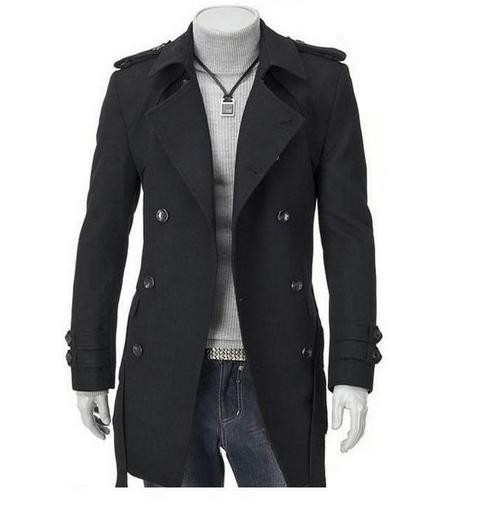 Abrigo de invierno para hombre con cinturón J1569 negro M