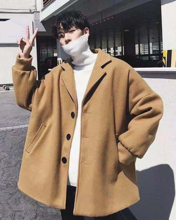 Abrigo de invierno para hombre S104 marrón claro L