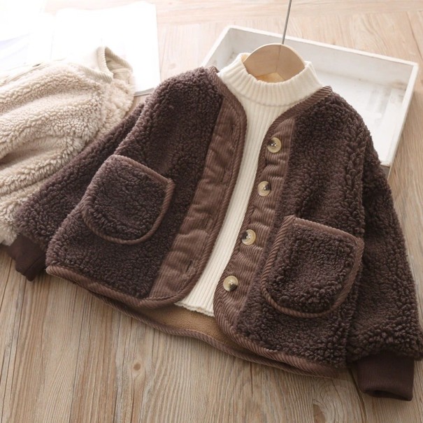 Abrigo de invierno para niñas L1871 marrón 6