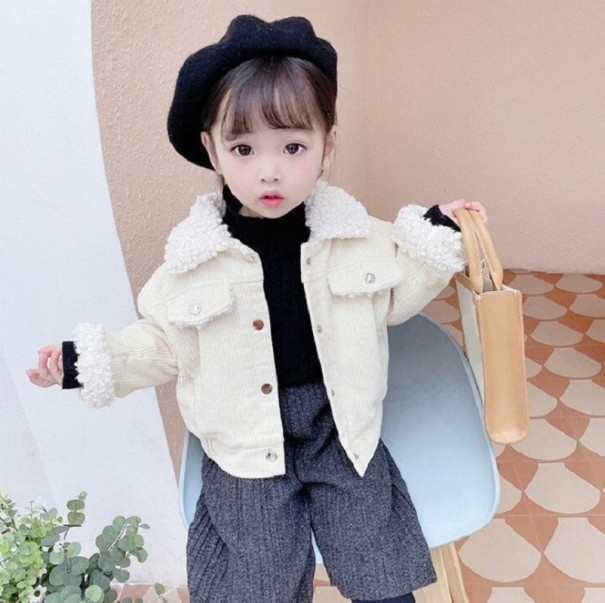Abrigo de invierno para niñas L1898 crema 4