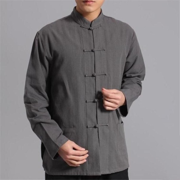 Abrigo de Kung Fu y Tai Chi para hombre gris oscuro L