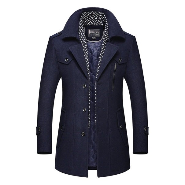 Abrigo de lana de invierno para hombre S61 azul oscuro M