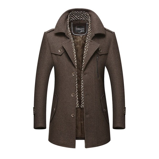 Abrigo de lana de invierno para hombre S61 marrón XS