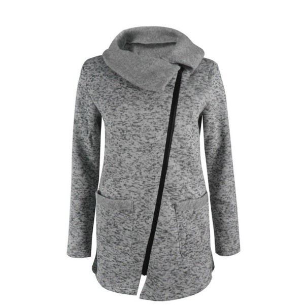 Abrigo de moda para mujer con cuello J1214 gris XS