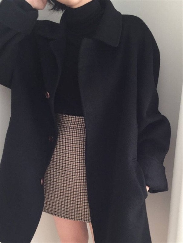 Abrigo de otoño para mujer B670 negro XS