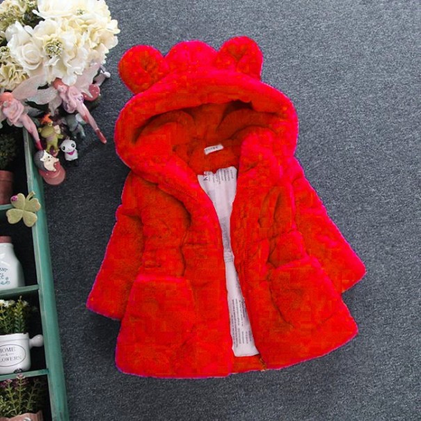 Abrigo de piel de invierno para niñas J2504 rojo 2