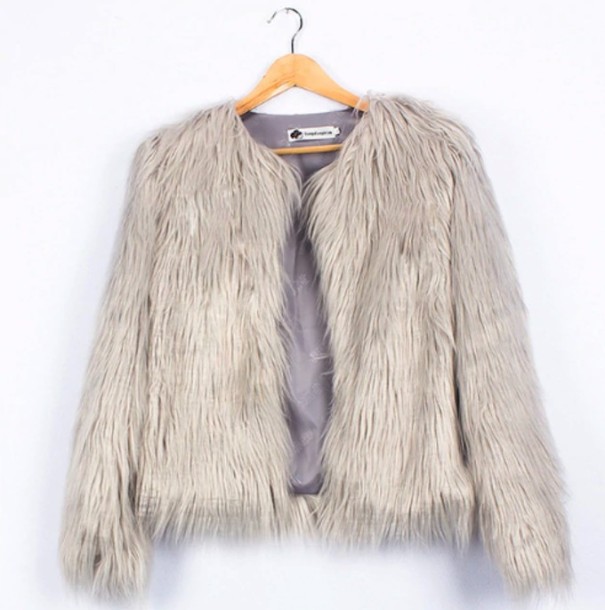 Abrigo de piel de invierno para niñas J3141 gris 2