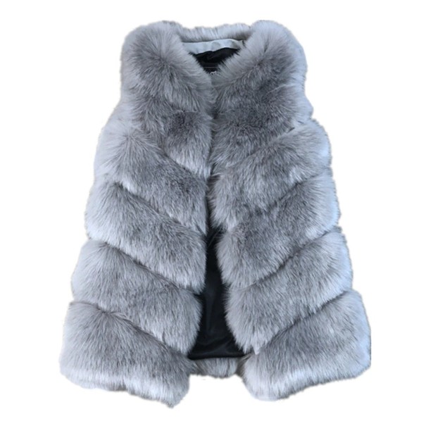 Abrigo de piel de mujer P2050 plateado XS