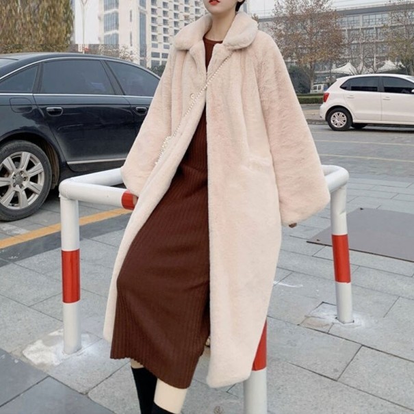 Abrigo de piel sintética para mujer P2240 rosa claro XXL