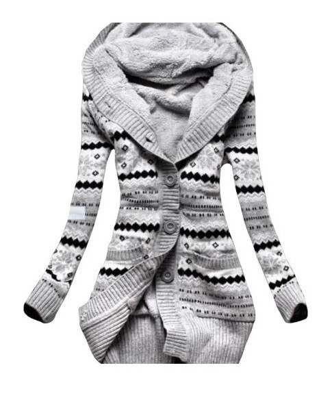 Abrigo de punto de invierno para mujer con estampado XS