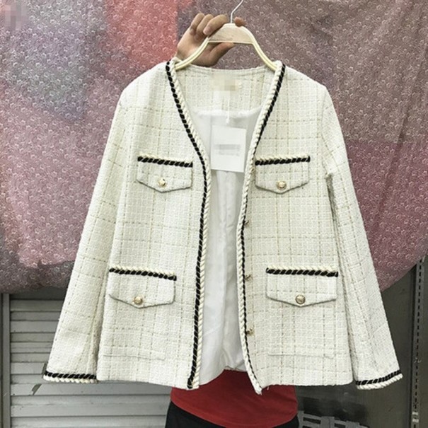 Abrigo de tweed para mujer blanco XS