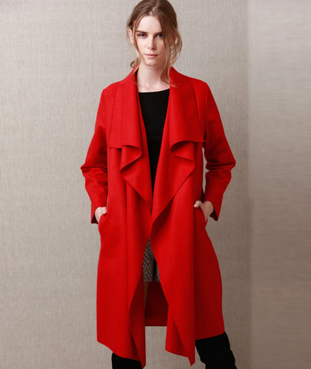 Abrigo elegante para mujer J3275 rojo S