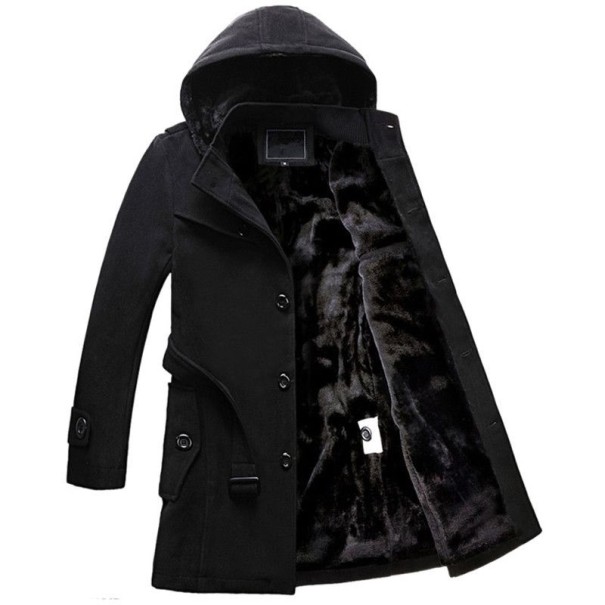 Abrigo largo de hombre con pelo J1550 negro S