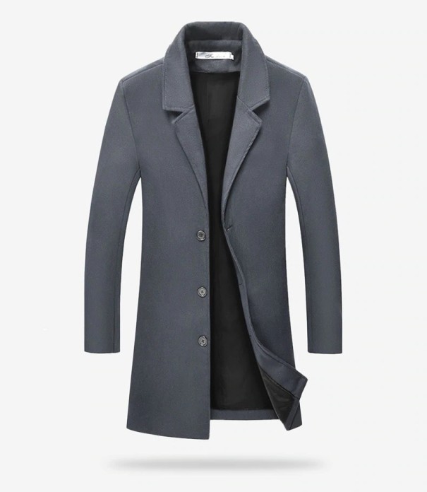 Abrigo largo de invierno para hombre J3062 gris oscuro XL