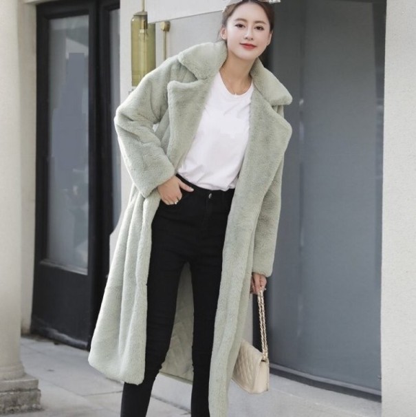 Abrigo peludo de mujer verde claro L