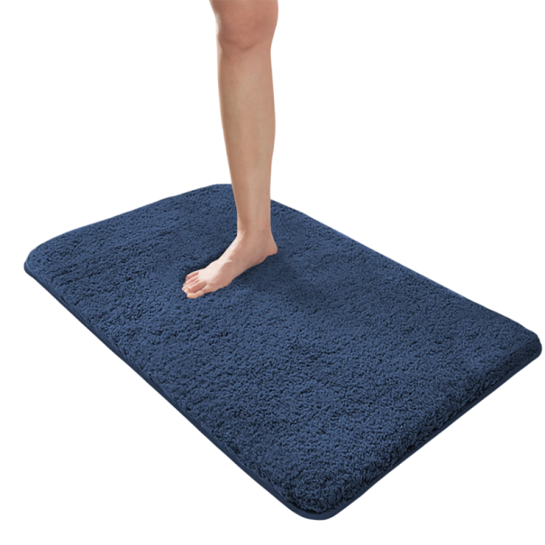 Absorbent Fluffy Bath Mat 60 x 90 cm Long Non-Slip Shower and Entrance Mat Soft Bath Mat blue