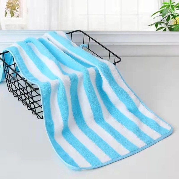 Absorberende håndklæde Stribet håndklæde Blødt kvalitetshåndklæde 35 x 75 cm blå