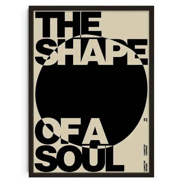 Abstraktní černobílý plakát 50x70 cm Moderní typografická grafika The Shape of a Soul Nástěnná dekorace do ložnice i pracovny 1