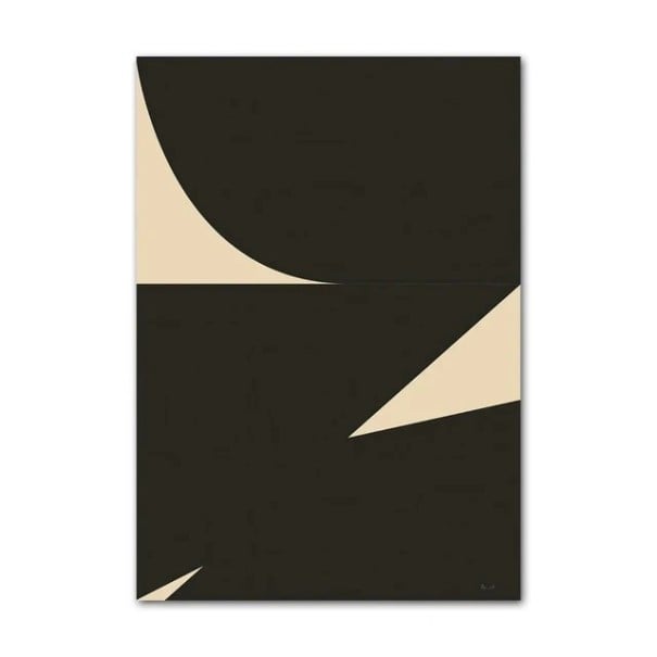 Abstraktní designový plakát na zeď černá geometrie 30 × 45 cm tisk na plátně černo béžový minimalistický motiv dekorace interiéru 1