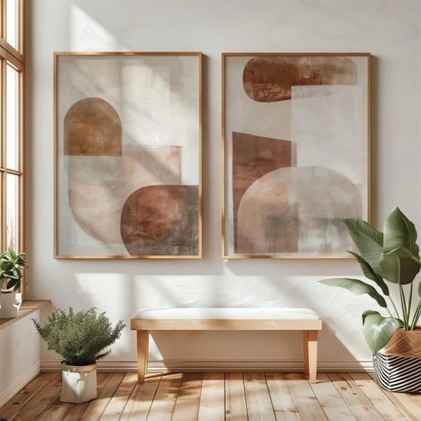 Abstraktní japonské plakáty bez rámu 50x70 cm plátno béžovo hnědé nástěnné obrazy moderní dekorace do obývacího 1