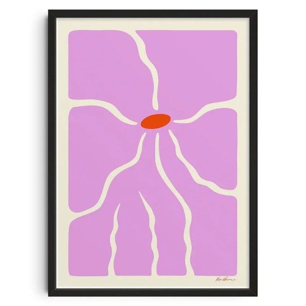 Abstraktní plakát Květina v růžovém 50x70 cm Moderní barevná grafika Bez rámu Minimalistická nástěnná dekorace pro interiéry 1