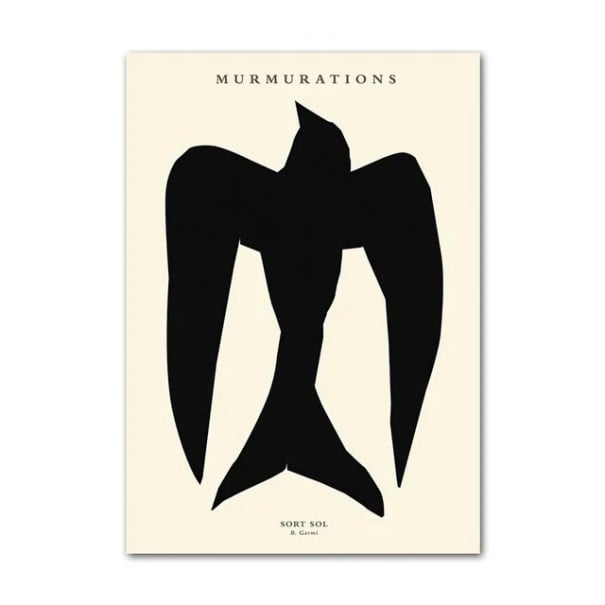 Abstraktní plakát na zeď černá vlaštovka 30 × 45 cm tisk na plátně černo béžový minimalistický motiv dekorace interiéru 1