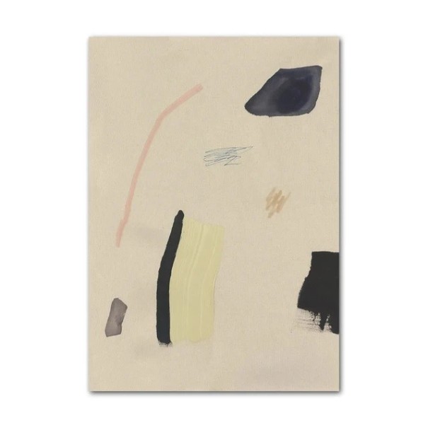 Abstraktní plakát na zeď minimalistické tvary 30 × 45 cm tisk na plátno béžové pozadí s kontrastními prvky dekorace do interiéru bez rámu 1