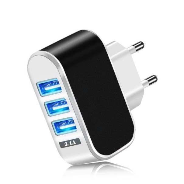 AC-laddningsadapter 3 USB-portar