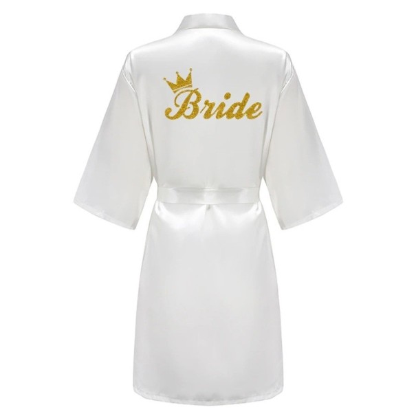 Accappatoio da sposa bianco in seta artificiale Accappatoio con cintura e scritta BRIDE Accappatoio elegante e leggero per la sposa XS