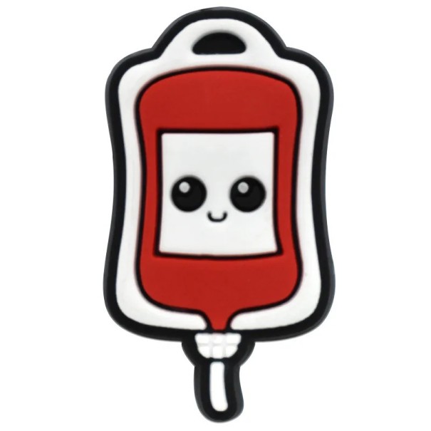 Accessoire pour crocs en forme de poche de sang 2–3 cm PVC décoration rouge et blanche motif médical transfusion sanguine décoration de chaussures 1
