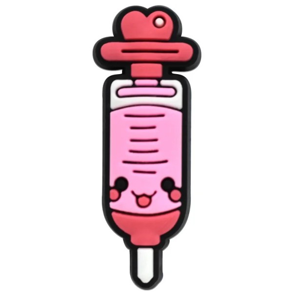 Accessoire pour crocs seringue 2–3 cm PVC rose décoration médicale pour chaussures avec motif de seringue décoration crocs 1