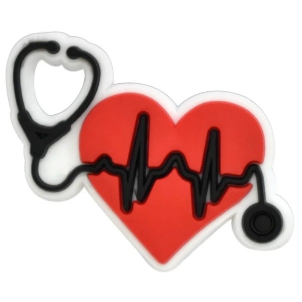 Accessorio per crocs stetoscopio con cuore 2–3 cm PVC rosso nero decorazione sanitaria per scarpe 1