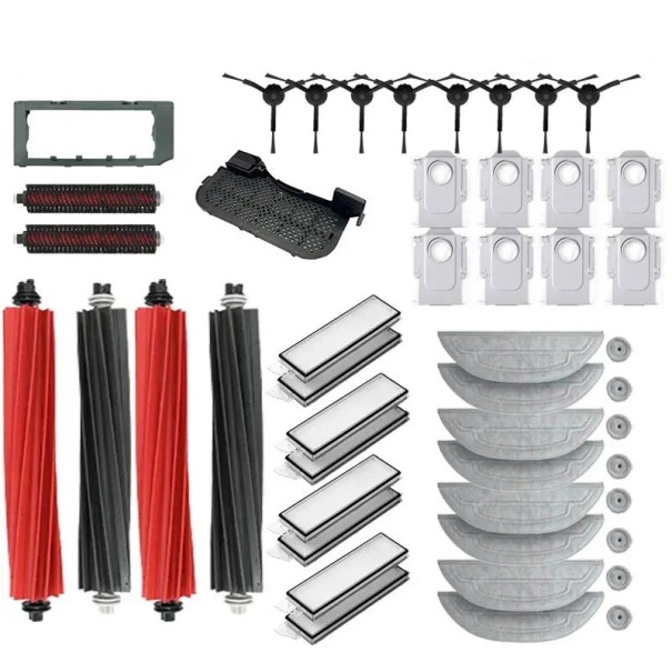Accessory Set for Robotic Vacuum Cleaner 48 pcs 8 Dust Bags 4 Main Rubber Brushes 8 Sweepers Spare Parts for Effective Cleaning 1