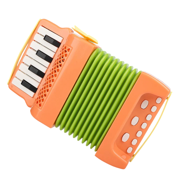 Accordéon en plastique pour enfants 23 x 13 cm Jouet musical pour garçons et filles Instrument éducatif pour les tout-petits Cadeau de jeu intérieur et extérieur orange