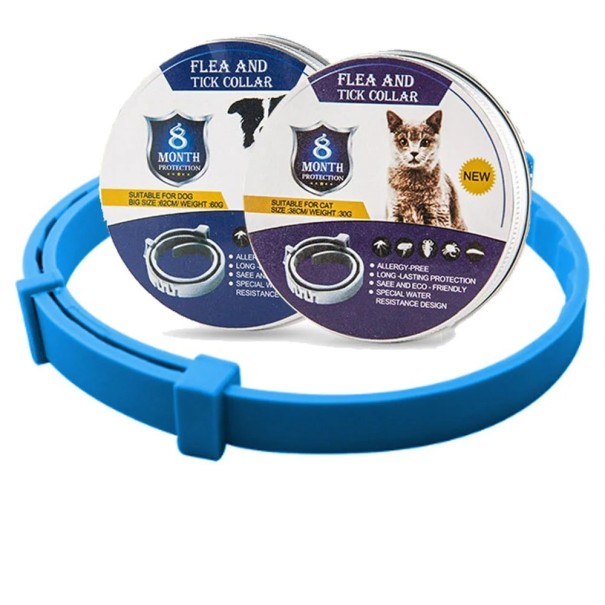 Acht Monate altes Floh- und Zeckenhalsband für Hunde, 63 cm blau