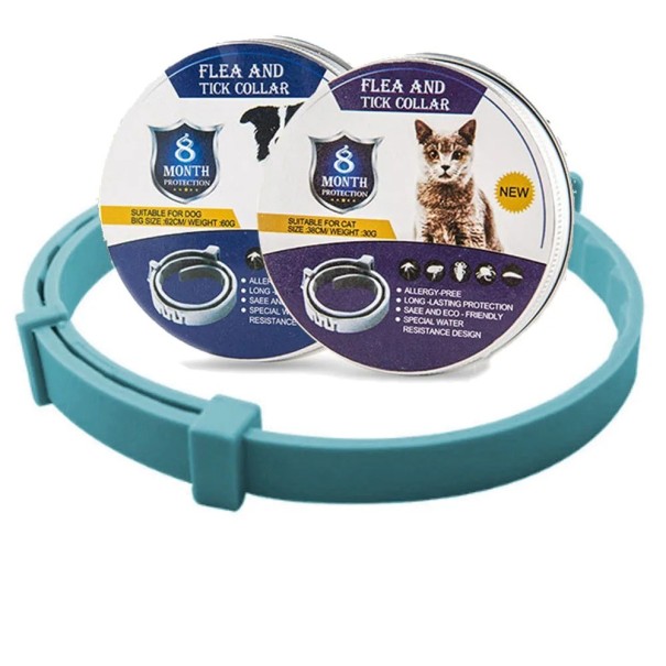 Acht Monate altes Floh- und Zeckenhalsband für Hunde, 63 cm hellblau