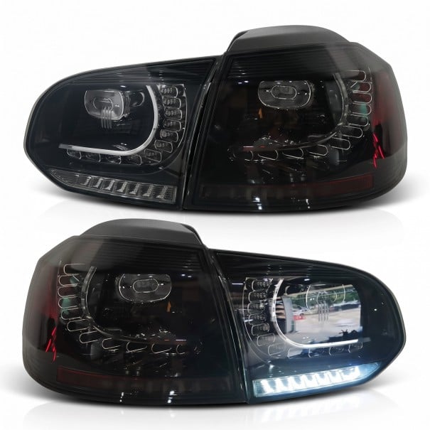 Achter LED verlichting met dynamische sequentiële knipperlicht, set van 4 stuks, ABS en PMMA, plug and play, voor Volkswagen Golf 6 MK6 zwart