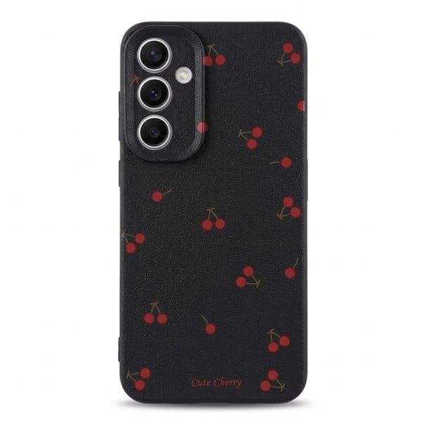 Achtercover voor Samsung Galaxy A36 met kersenprint Duurzaam Siliconen Beschermt camera Ruwe textuur Tekst Cute Cherry Dagelijks gebruik zwart