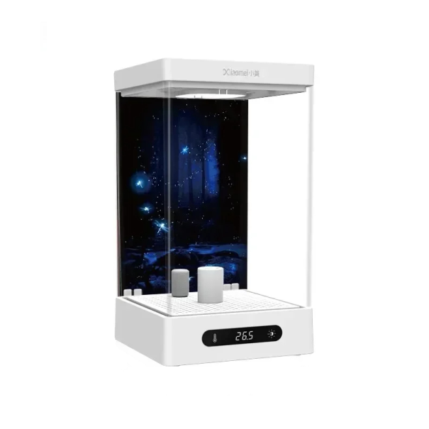 Acquario per betta con luce LED e riscaldamento 11,4 x 12,9 x 20,5 cm Acquario moderno per combattenti Serbatoio elegante con illuminazione e riscaldamento bianco