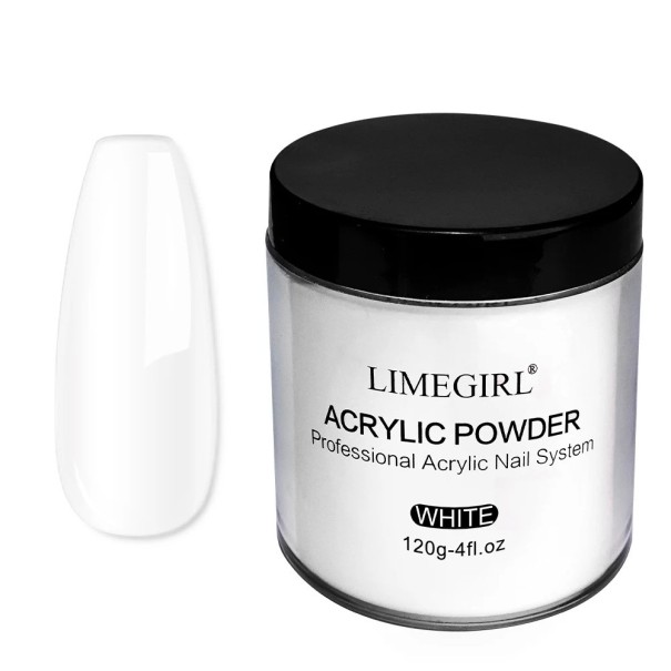 Acrylic Nail Powder 120 g Professional Acrylic Pink White Clear Nail Extension and Modelling Salon and Home Use white