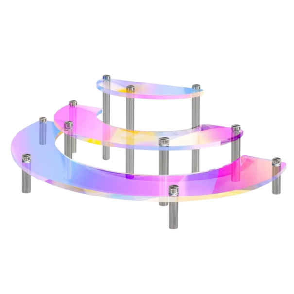 Acrylic Rainbow Stand 3 Levels Organiser for Figurines Perfumes Jewellery Decorative Shelf for Collectibles and Display 1