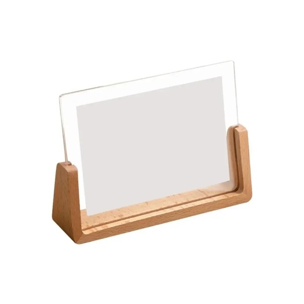 Acrylic Transparent Photo Frame 12.7 x 17.8 cm Stand with Beech Wood Base 4.6 x 1 cm Modern Decoration for Photographs 1