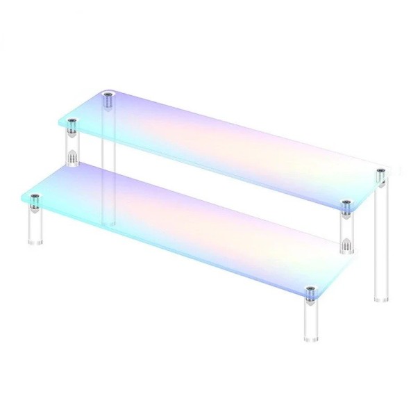 Acrylstander 2 niveauer 20 × 8 × 14 × 10 cm lyserød organizer til figurer parfumer smykker hylder til udstilling af samlerobjekter 1