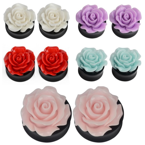 Acrylstecker mit einer Blume rot 20 mm