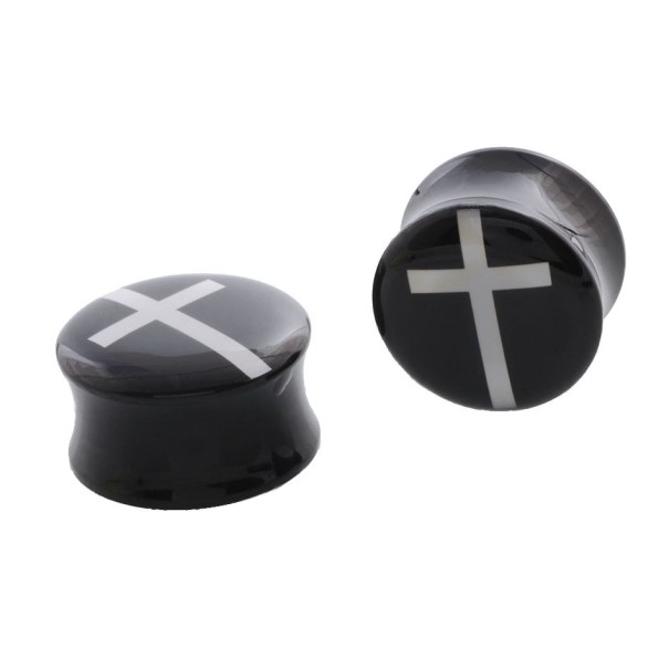 Acrylstecker mit Kreuz 6 mm